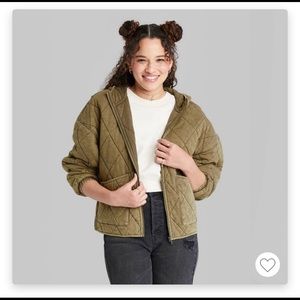 Quilted Hoodie Jacket- Wild Fable- Olive Green- Small
